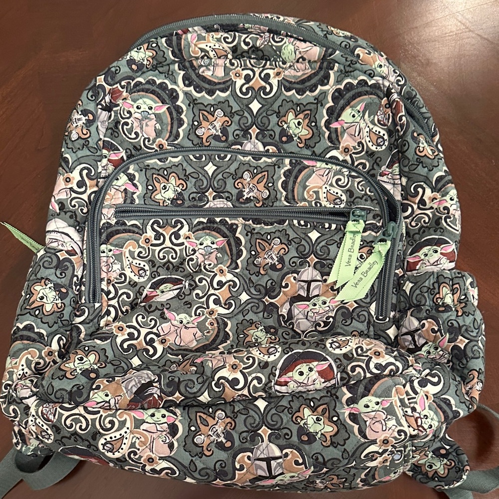Vera Bradley Quilted Green Mandalorian and Grogu Patterned Backpack